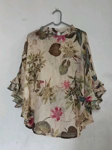 Floral Print Ruffle Sleeve top