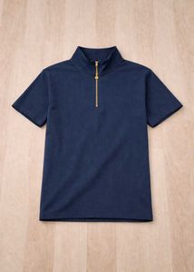 Classic Navy Mock Neck T-Shirt