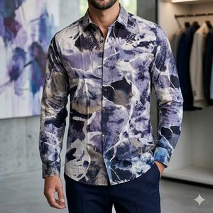 Men's Abstract Print Button-Up Shirt
