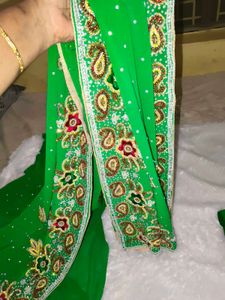 Green Embellished Saree with blouse