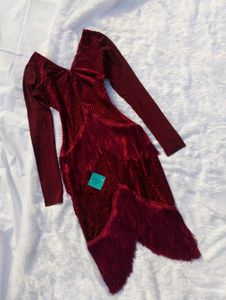 ❤️‍🔥Burgundy Velvet Fringe Dress❤️‍🔥