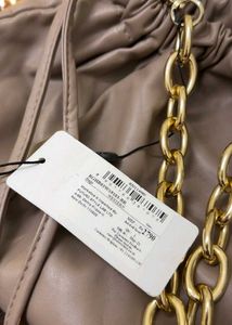 Chic Ruched Clutch with Gold Chain