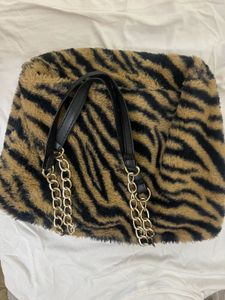 Faux Fur Tiger Print Shoulder Bag