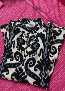 Black &amp; White Printed Kurta