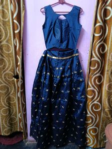 Elegant Blue Floral Lehenga Set