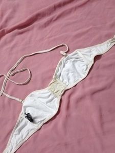 Strapless Bikini Top with Gold Chain Detail