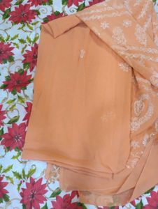 Elegant Peach Chikankari Saree🥻