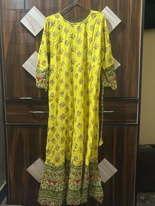 Yellow Anarkali With Free Gift