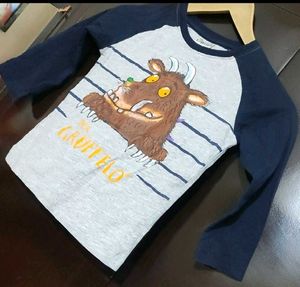 Grey Full Sleeves T-shirt For Baby Boy 3- 4 Year