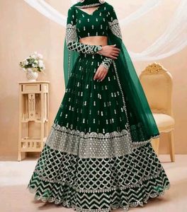 Gorgeous Green Lehenga Choli(semi stitched)