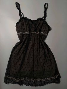 Sheer Black Heart Print Babydoll Nightie