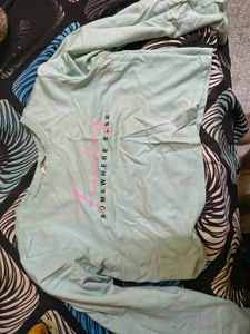 Light Blue Cropped Graphic T-Shirt