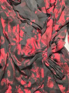 Red Floral Wrap Top