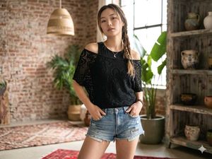 🎉Buy1 Get1 Free🎉Black Crochet Tank Top P