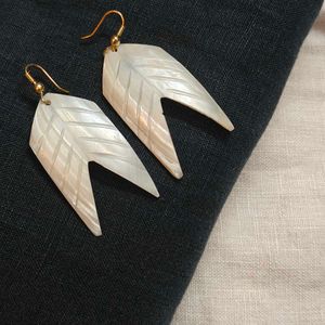 Unique Mother of Pearl Leaf Earrings