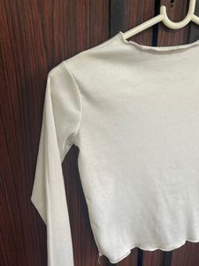 White Full Sleeve Crop Top