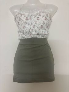 Casual Olive Green Mini Skirt