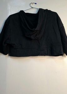 Zudio Black Cropped Zip-Up Hoodie Jacket (Size M)