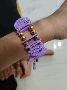 Chic Purple &amp; Gold Beaded Bracelet