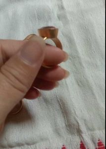 Gold Tone Ring with yellow Stone