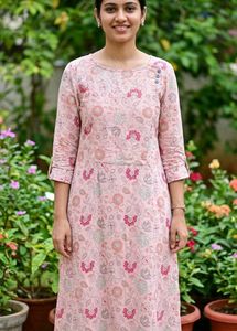 Pink Floral Print Kurta