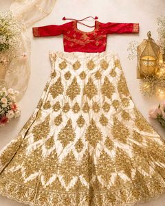 Elegant Gold Embroidered Lehenga Set