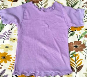 Cute Lavender Ribbed Lettuce Trim Top💜