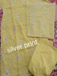 Elegant lime green Kurta Set with Silver Print
