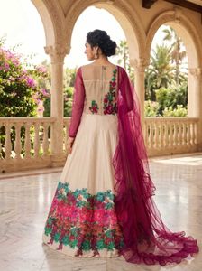 Elegant Floral Print Ethnic Gown