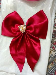 Stunning Red Satin Bow Hair Clip
