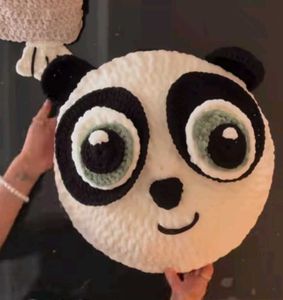 Handmade Crochet Panda Face Cushion 🐼