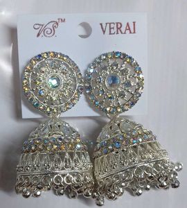 Stunning Jhumka Earrings with Rhinestones