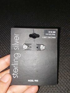 Sterling Silver Cubic Zirconia Heart Earrings
