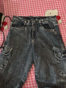 Acid Wash Cargo Jeans