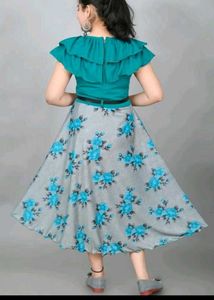 Stylish Teal &amp; Floral Maxi Dress