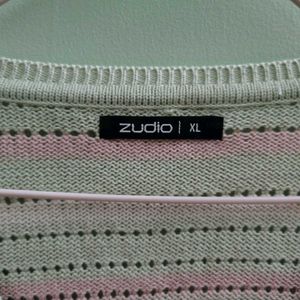 Striped V-Neck Knit Sweater
