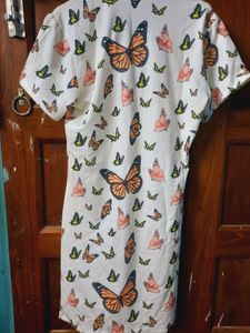 Chic Butterfly Print Short Sleeve Dress