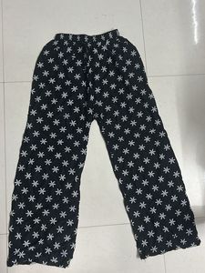Black Snowflake Print Palazzo Pants