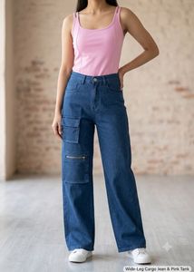 Wide-Leg Cargo Jeans and top