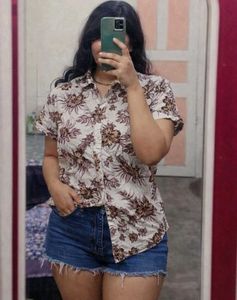 Floral Print Short Sleeve unisex Shirt