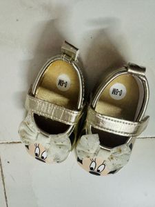 Cute Minnie Mouse Gold Mary Jane Shoes