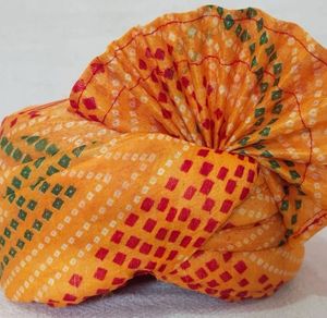 Men's Red Bandhani Turban and Scarf Set