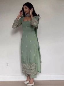 Elegant Sage Green Embroidered Kurta Set