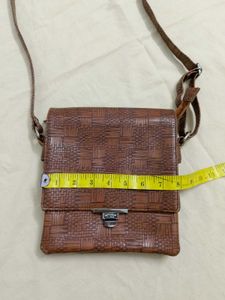 Brown Textured Crossbody Bag