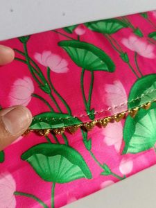 Vibrant Pink Lotus Print Clutch