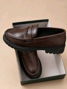 Zara Brown Leather Penny Loafers