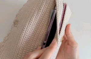 Handmade Crochet Clutch with Rose Design
