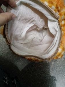 Fluffy Orange cute purse with LOVE