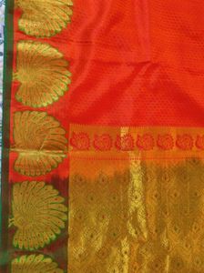Vibrant Orange &amp; Gold Silk Saree