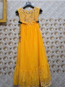 Embroidered Yellow Blouse with Mirror Work